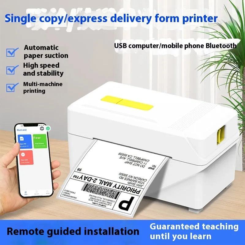 FlashLabel thermal express order label printer with USB cable on a desk