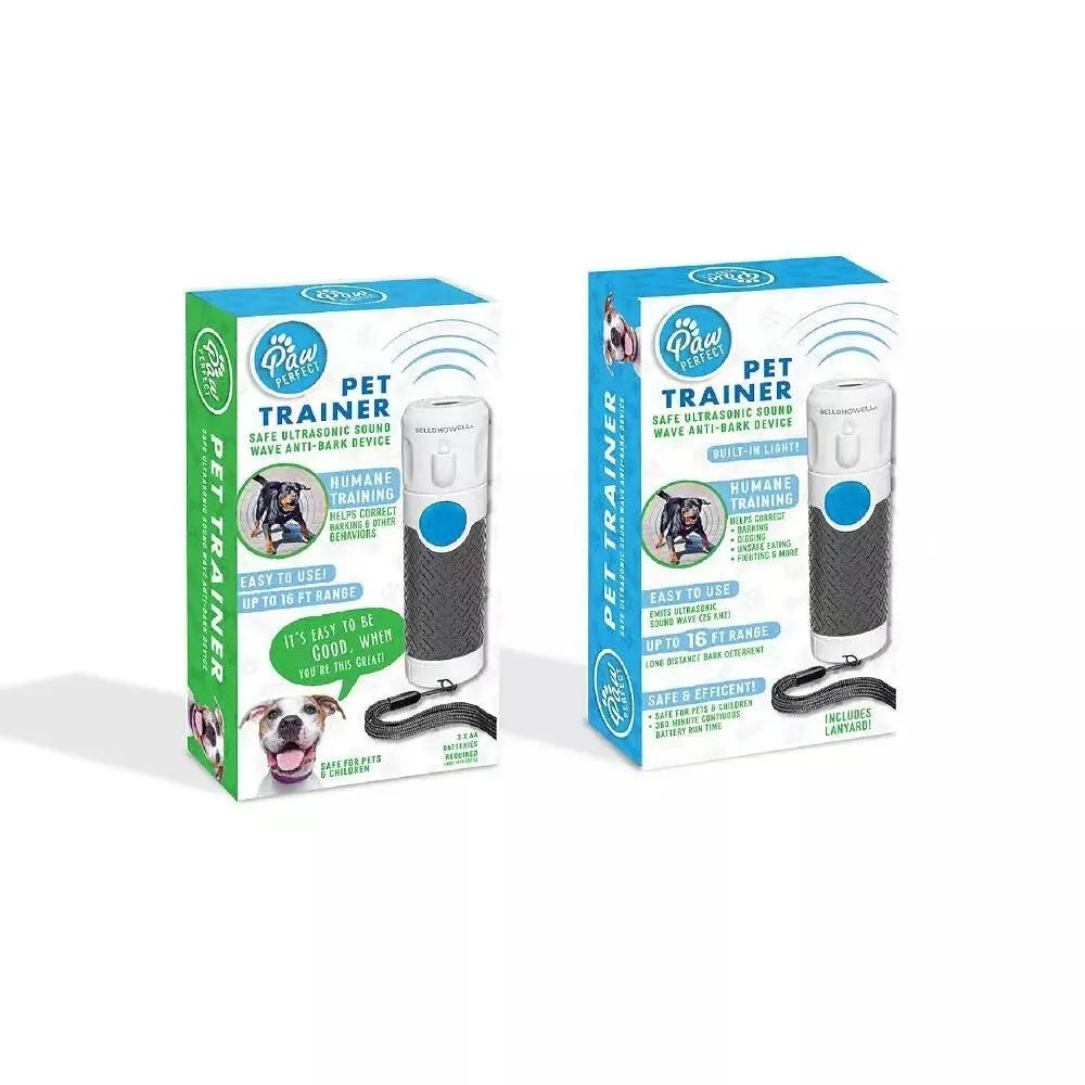 White handheld ultrasonic dog trainer device for barking control and behaviour correction