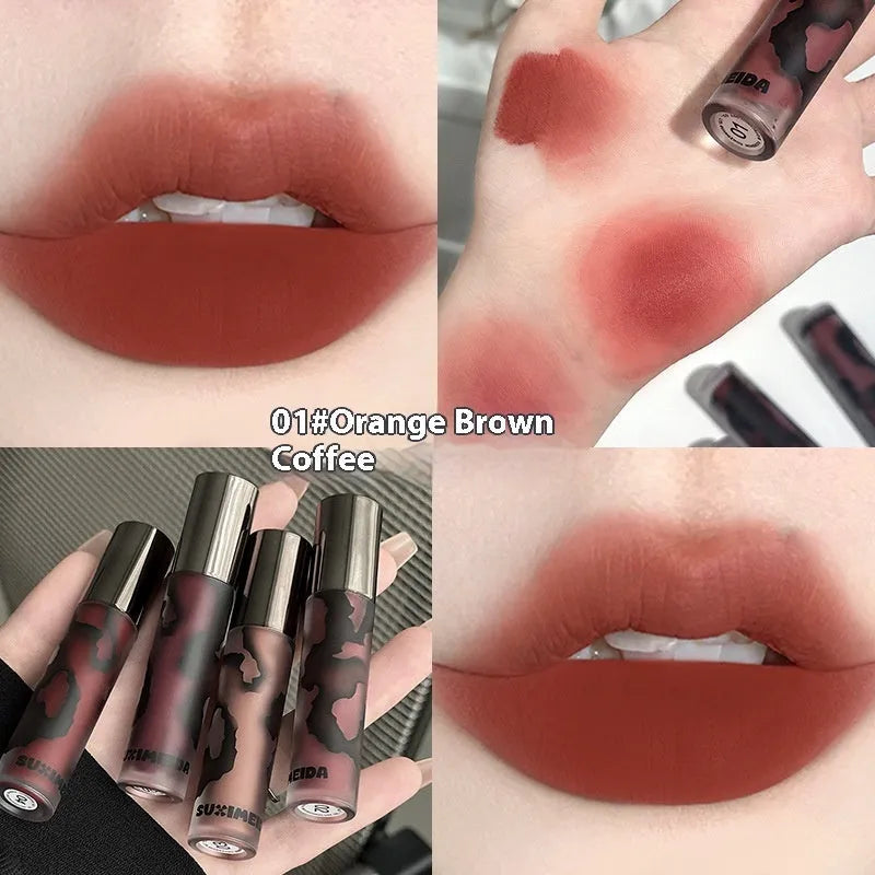 Lava Secret Matte Lip Mud Lipstick in 3.2g tube with no stain formula, shown in five colour shades.