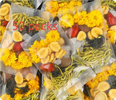 Honeysuckle chrysanthemum herbal tea loose leaf in box with triangular bags