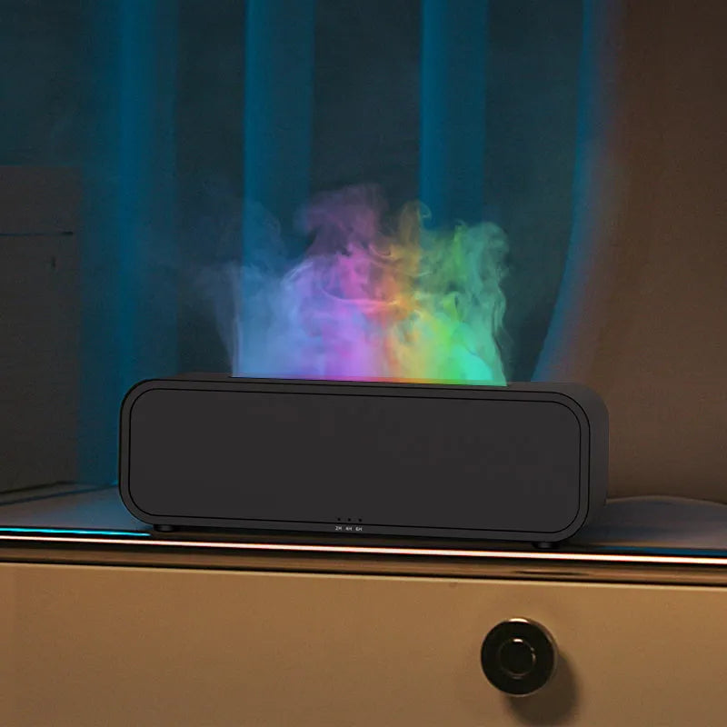 Black or white dynamic aroma diffuser with music synced colour changing light and remote control