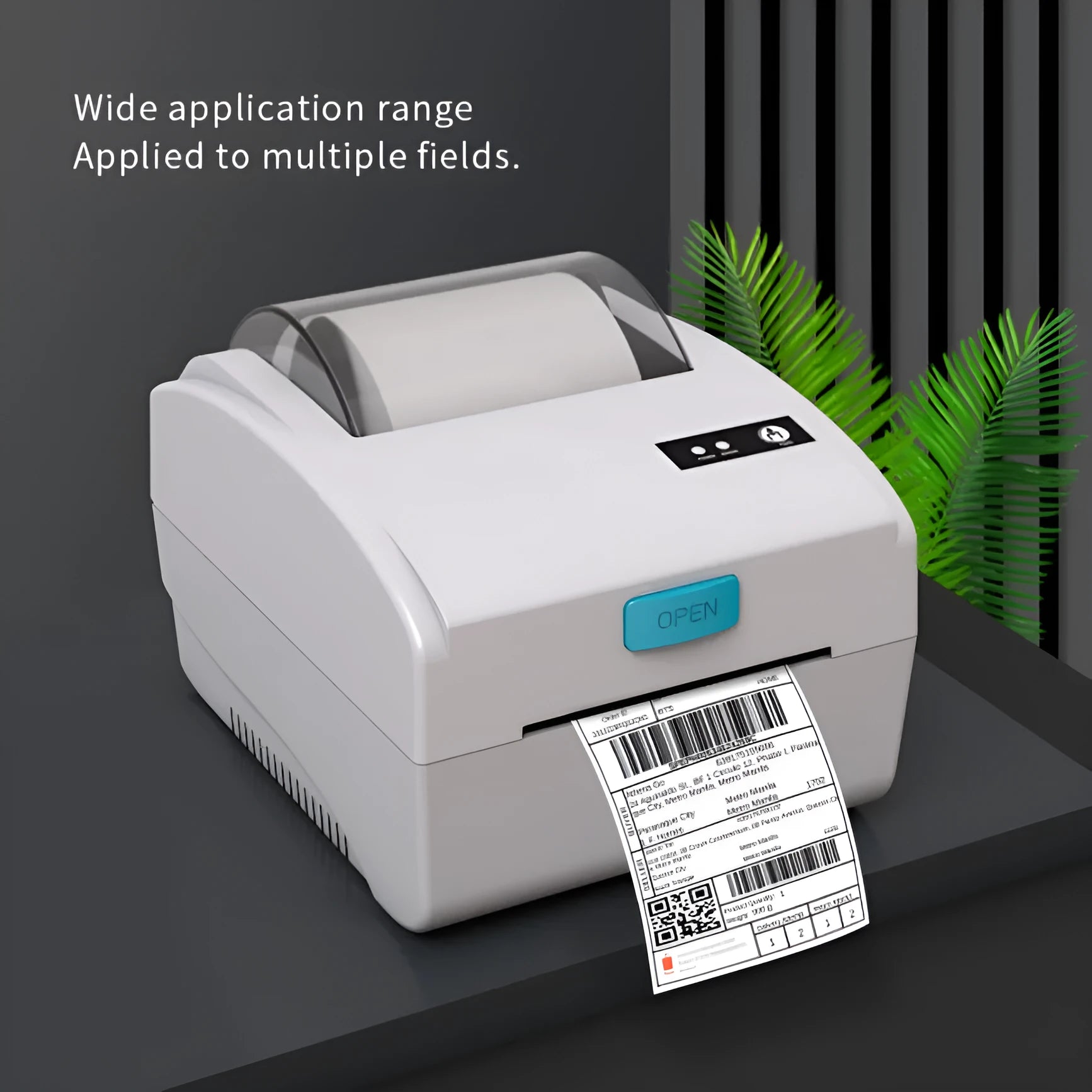 White Bluetooth thermal label printer with compact dimensions for shipping documentation