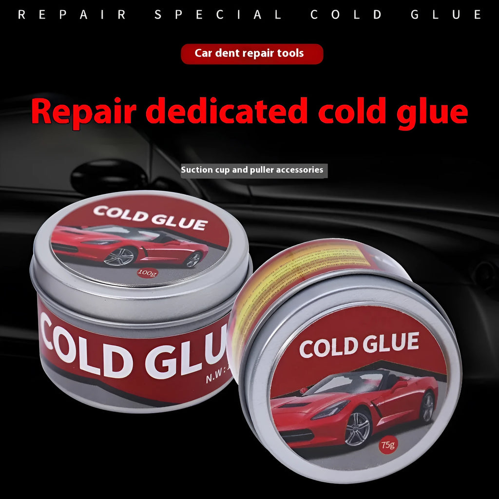 Tube of automobile depression repair cold glue for car body panel dent and scratch restoration