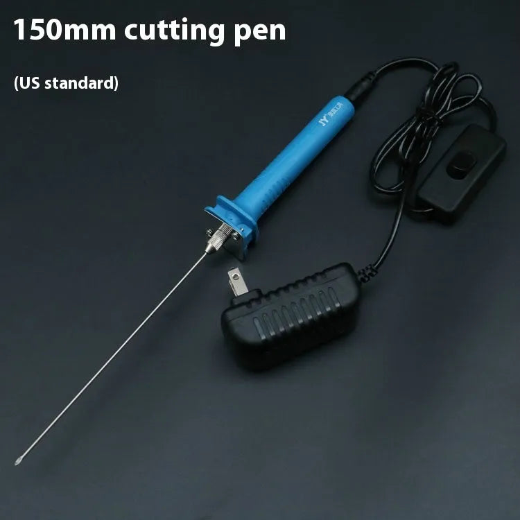 Blue electric heating cutter pen for foam cutting with plastic handle and adapter