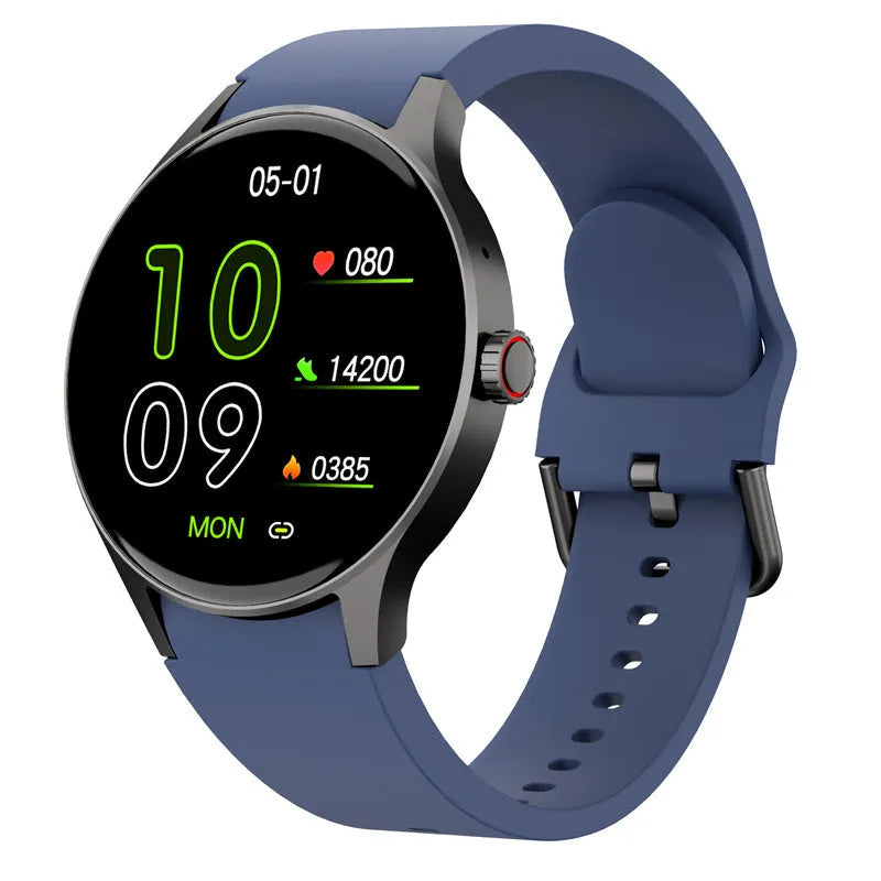 Men's and women's smart Bluetooth sport watch with round touch screen on wrist