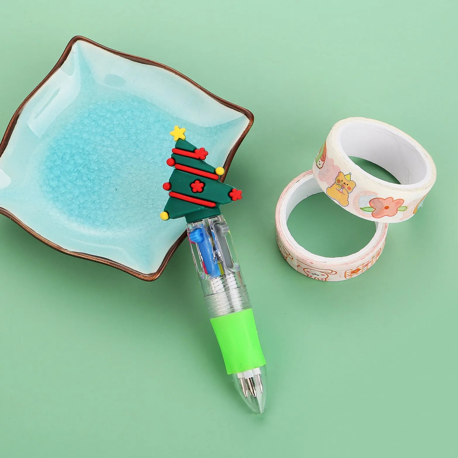 Christmas mini four-colour ballpoint pen with press mechanism and festive designs