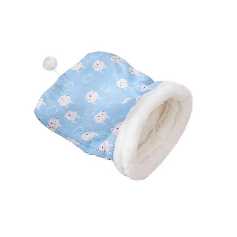 Flannel cat sleeping bag nest bed with print design, dimensions 50cm by 40cm