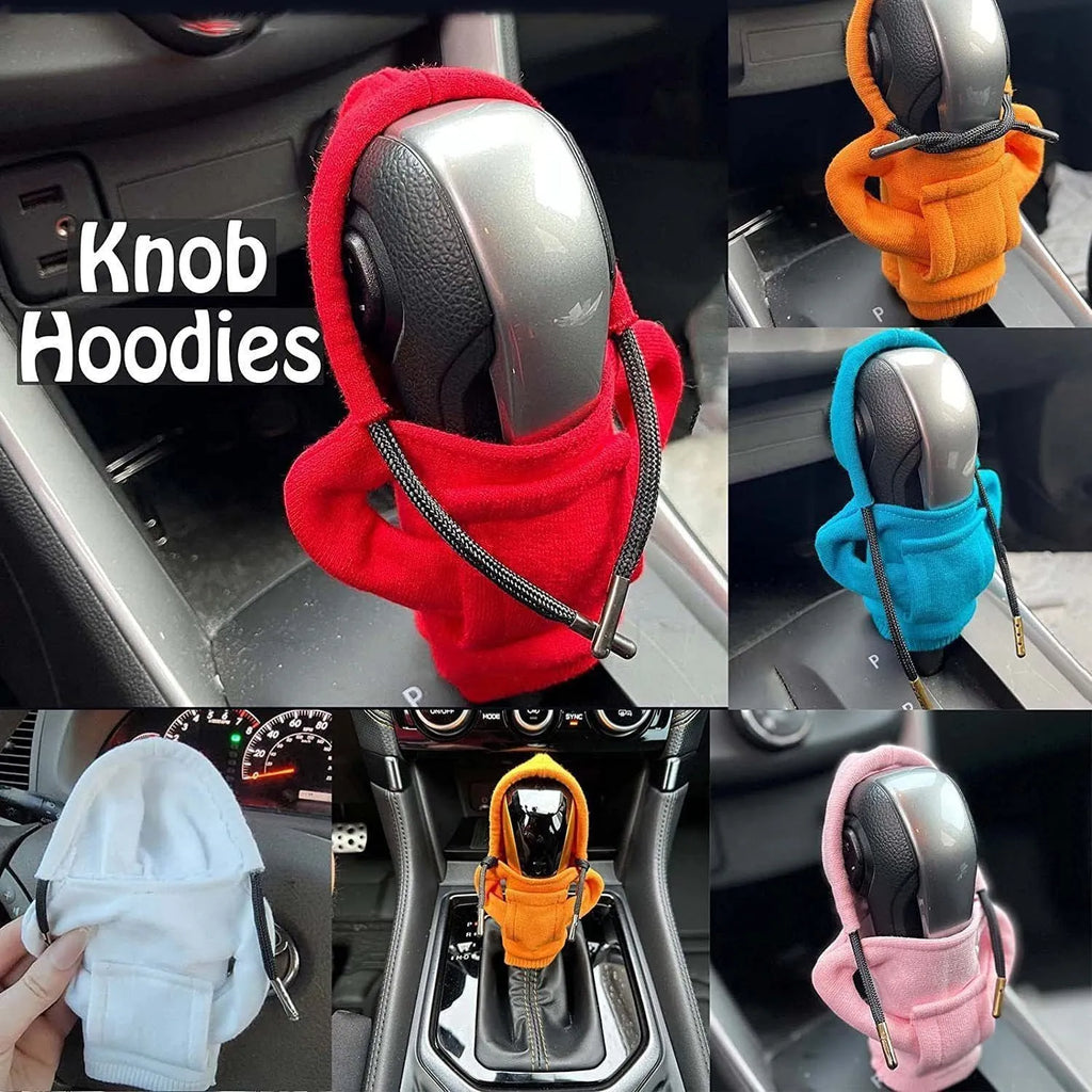 Cloth gear shift knob hoodie cover in multiple colours for manual and automatic cars
