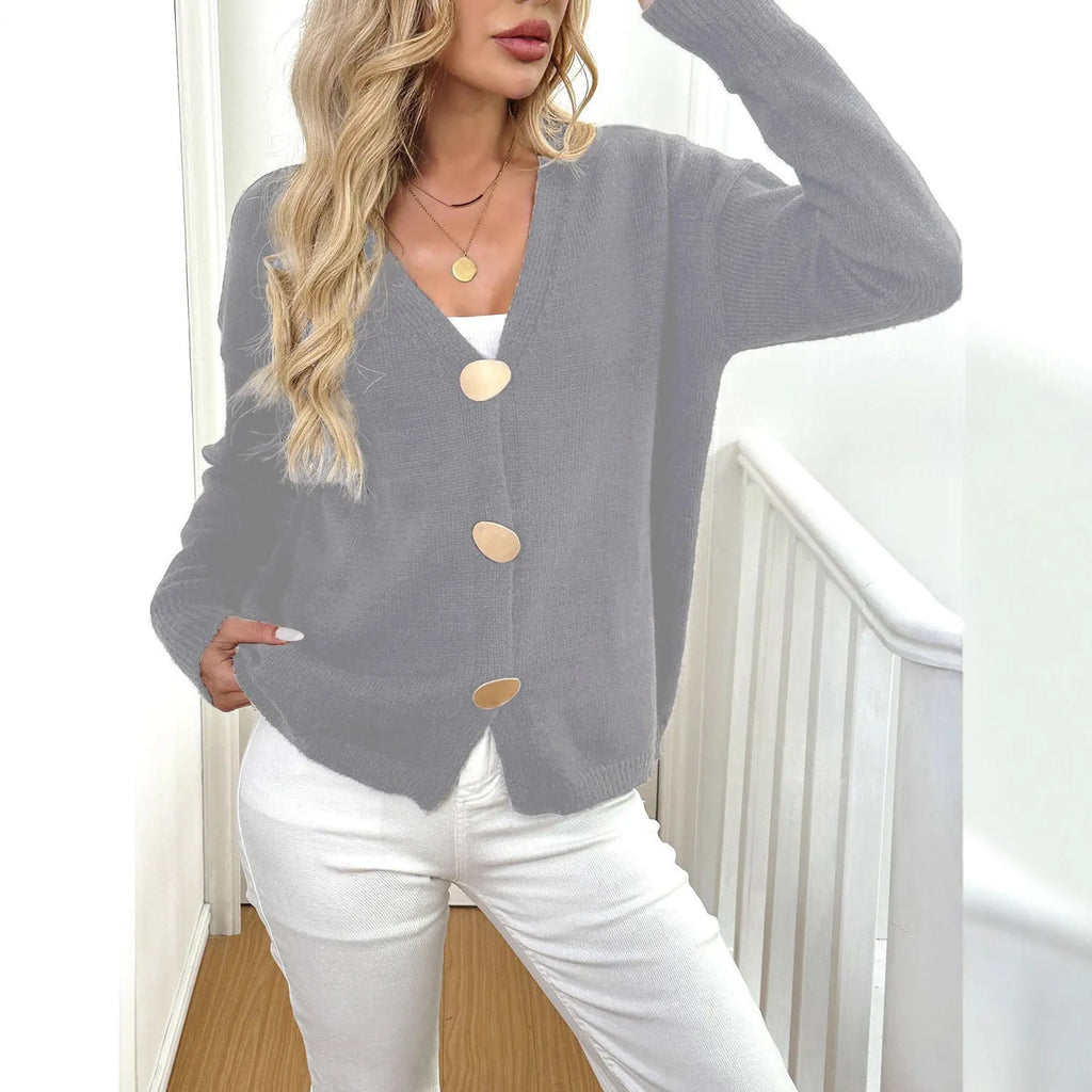 Women's deer plush long sleeve sweater coat with Inverness collar in black or grey