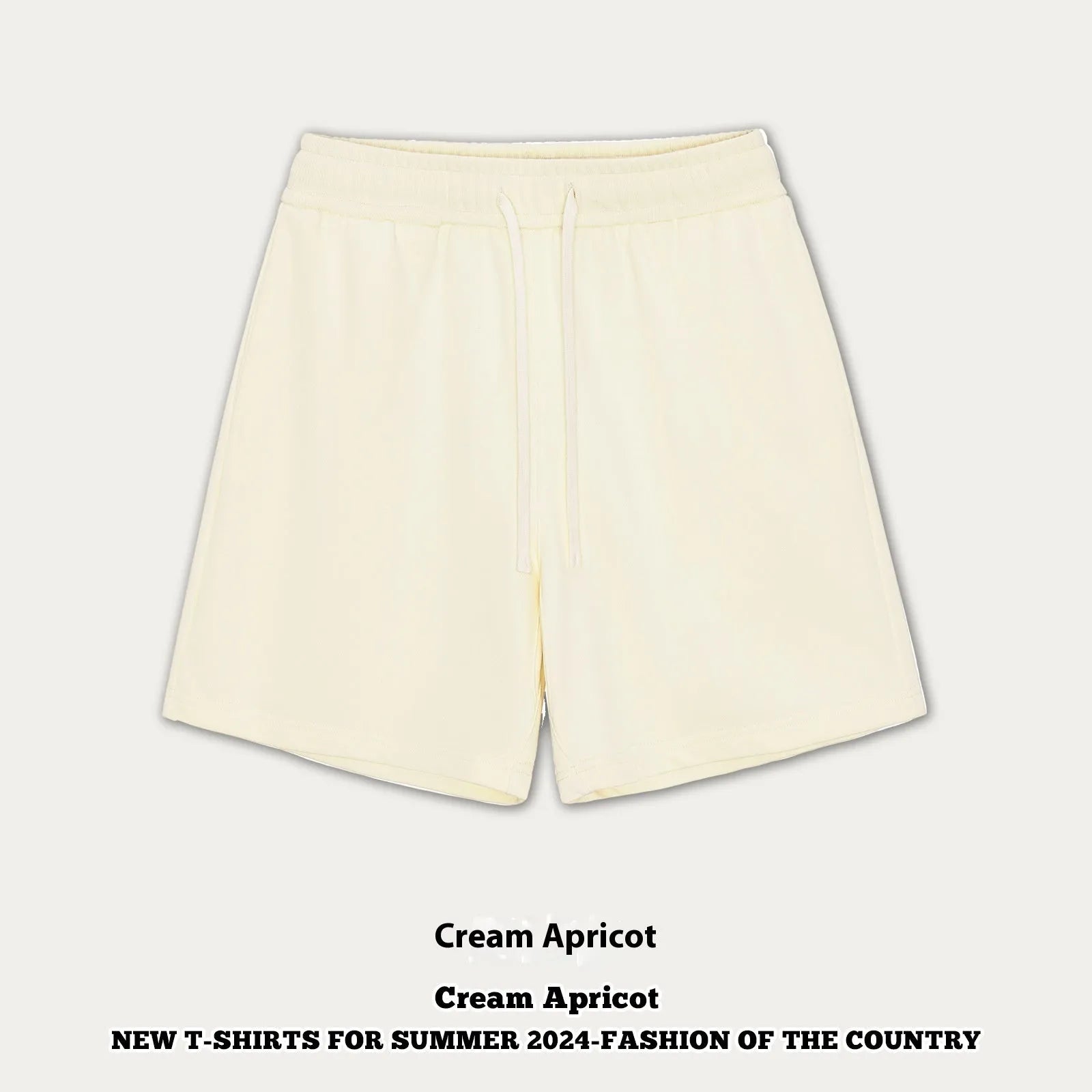Children's loose-fit cotton denim summer shorts in cream apricot colour showing casual design