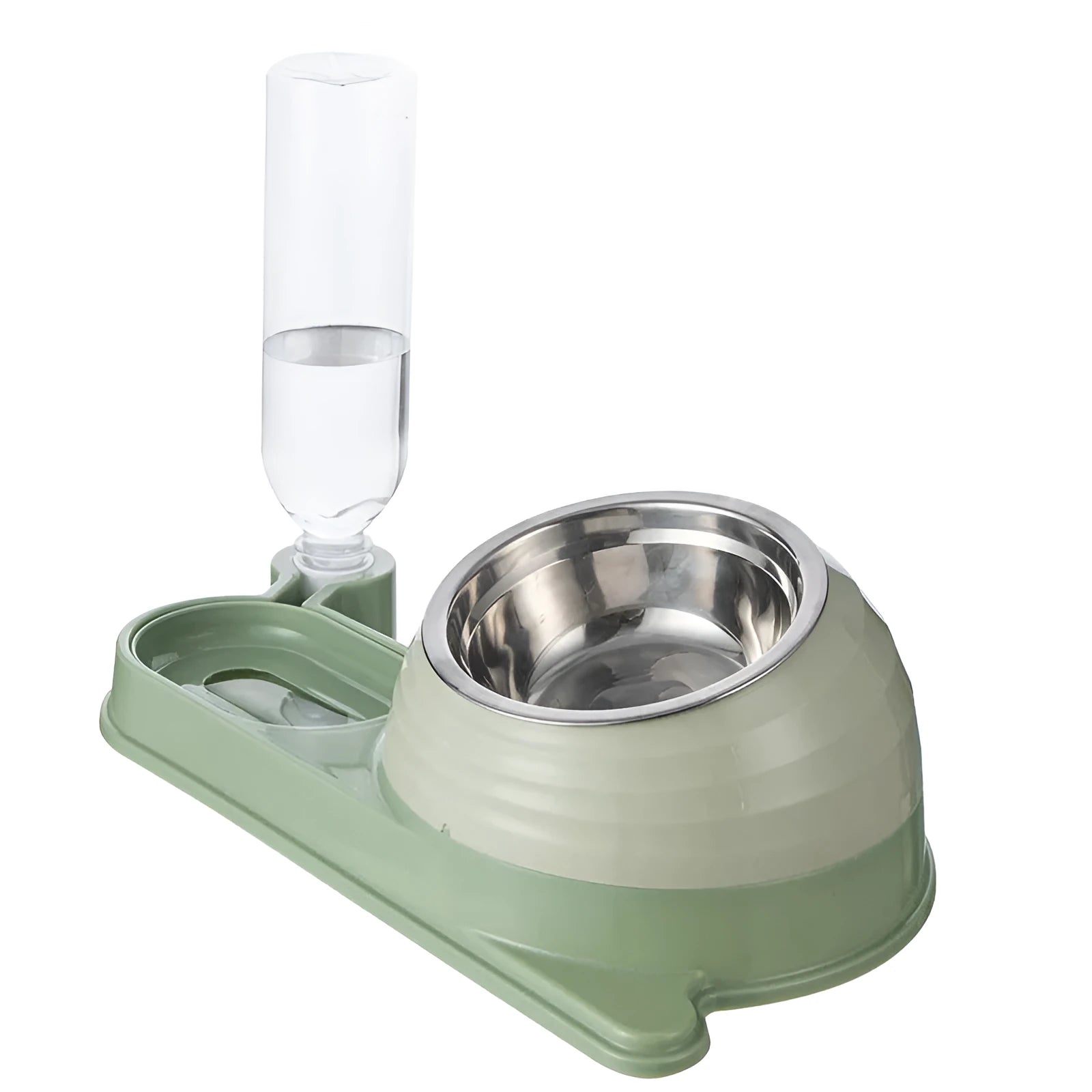 Brown automatic cat water bowl with elevated food dish for cats and small dogs