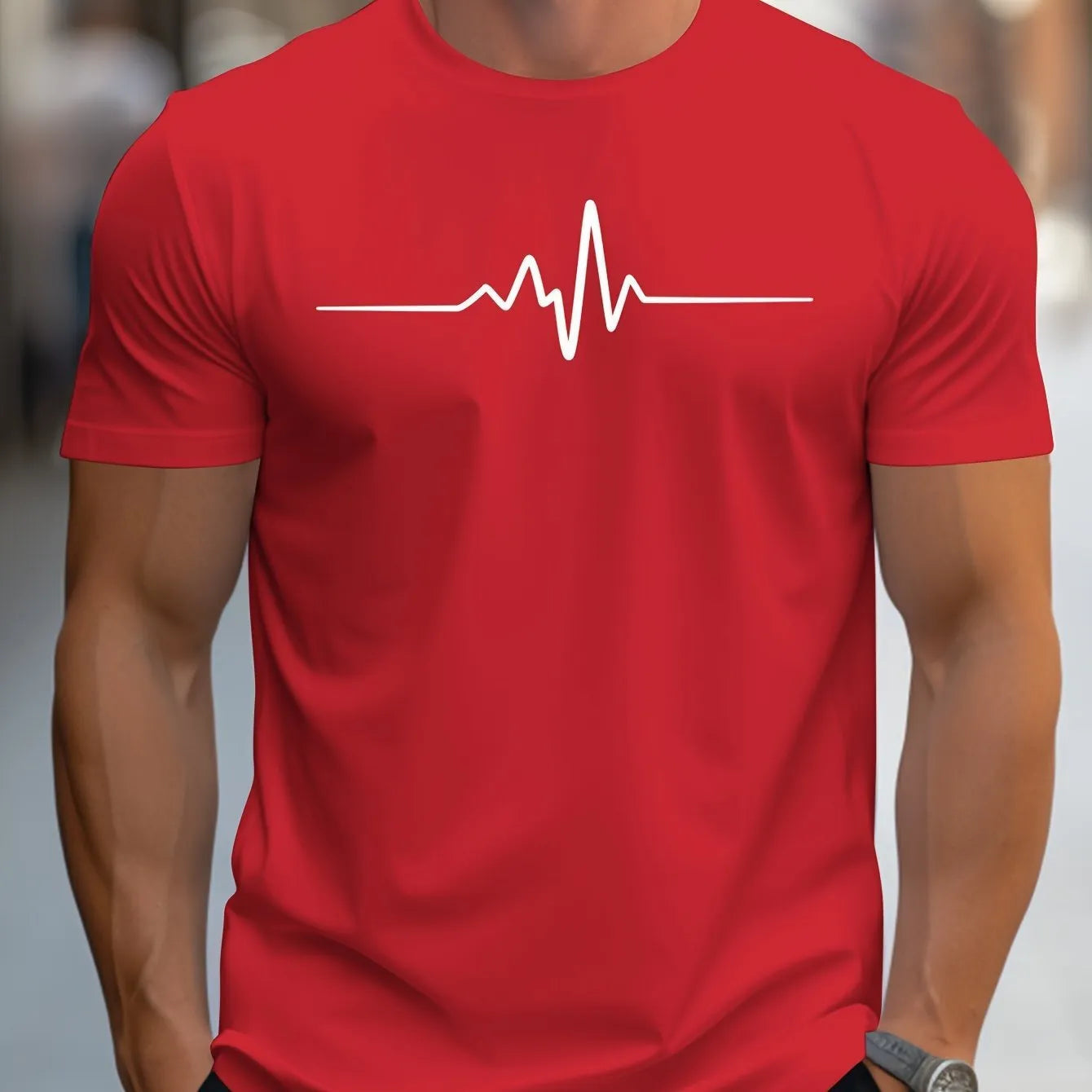 Men's loose fit 3D letter sports T-shirt in chemical fibre blend fabric with short sleeves