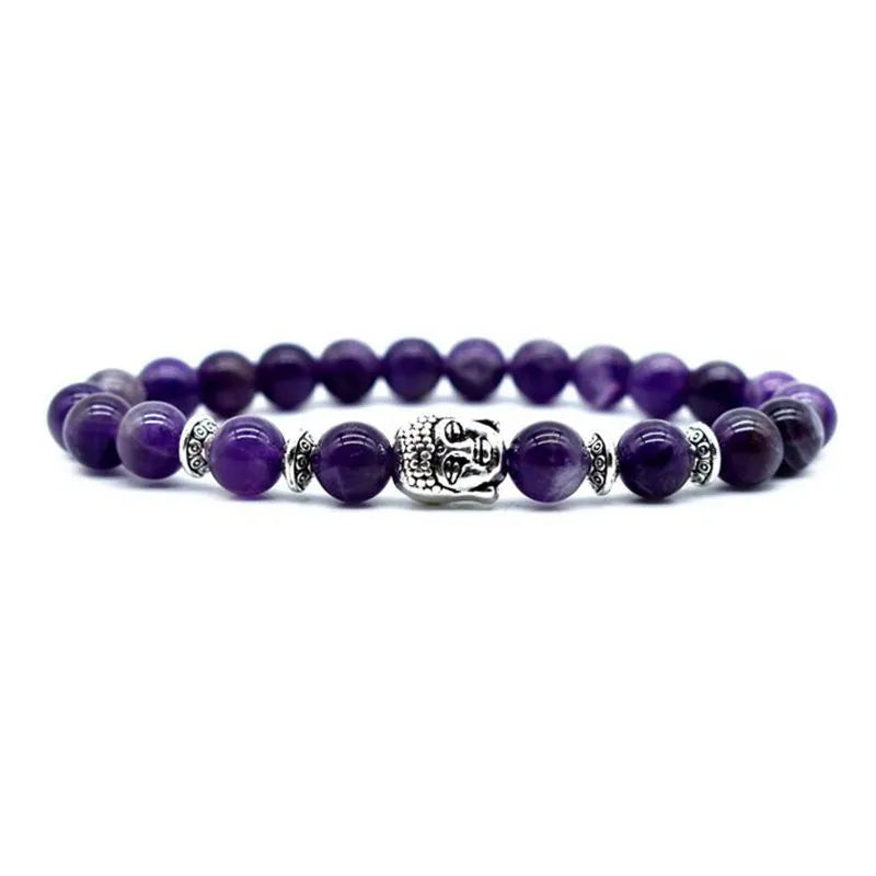 Handcrafted unisex bracelet with a 19mm Buddha head bead in tiger eye stone on wrist.