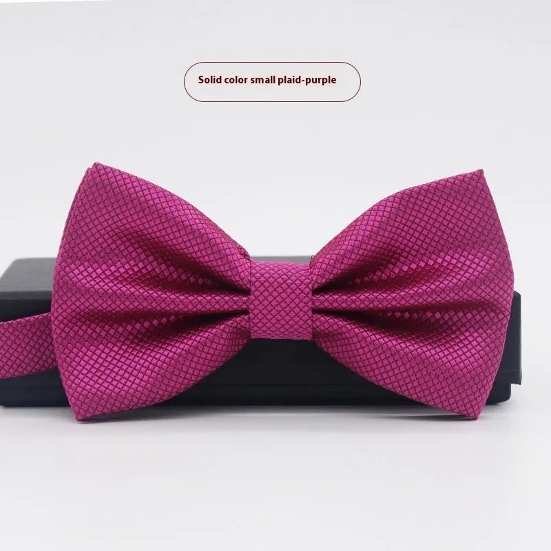 Men's solid colour formal bow tie in flat head style showing 12x6cm dimensions