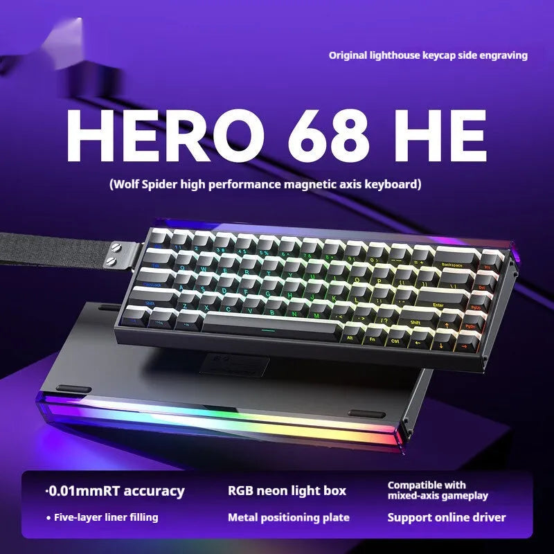 Wired magnetic axis mechanical keyboard with RGB lights in multiple colour and style options.