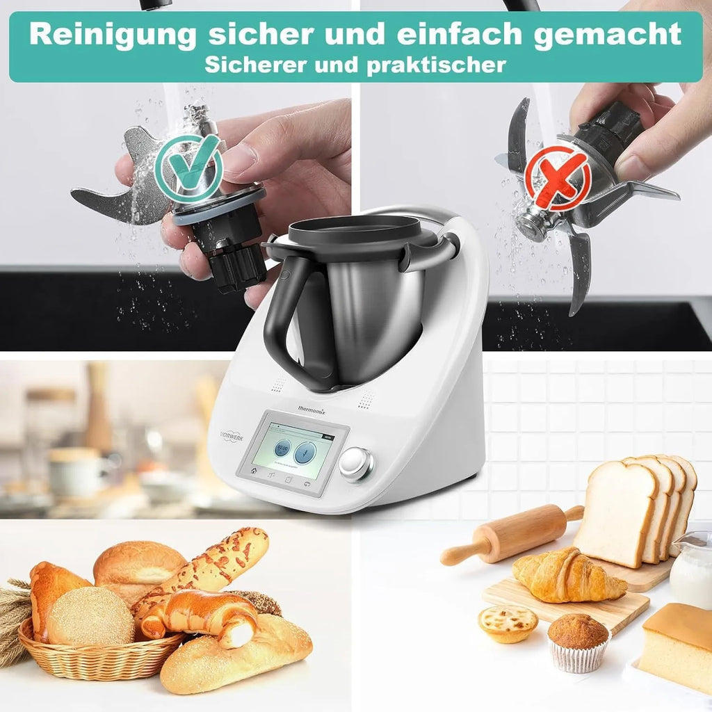 White ceramic dough knife with stainless steel shaft for Thermomix TM5 and TM6