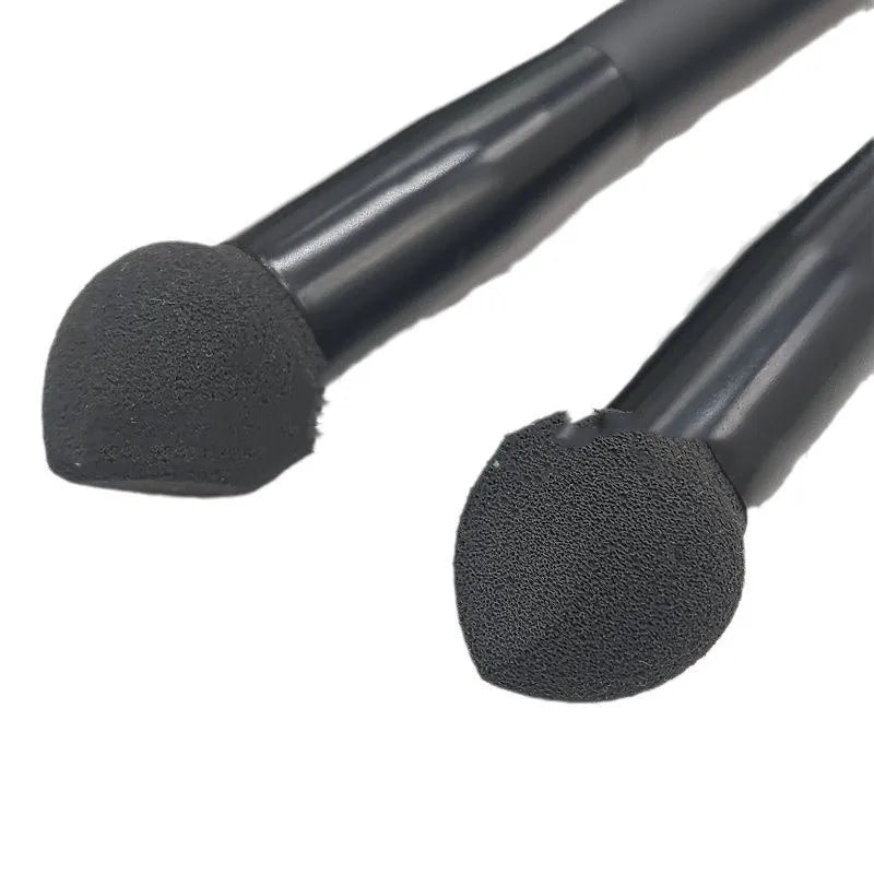 Black sponge tip concealer brush with wooden handle for dark circle coverage