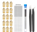 MK8 brass 3D printer nozzle and stainless steel cleaning pin kit for Ender 3 and CR-10