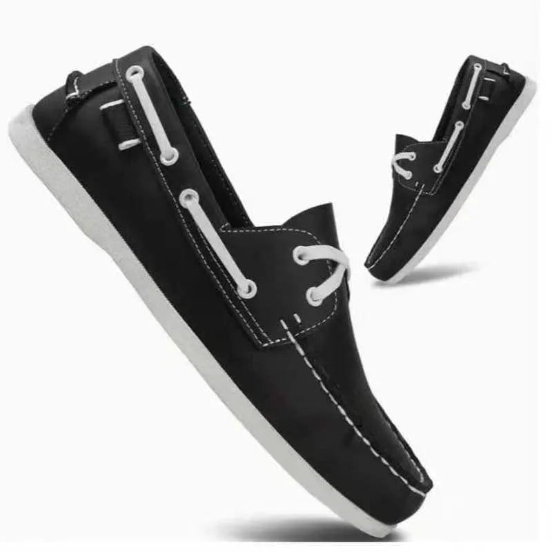 Men's British style casual shoes in artificial PU with round toe and flat heel, shown in a solid colour.