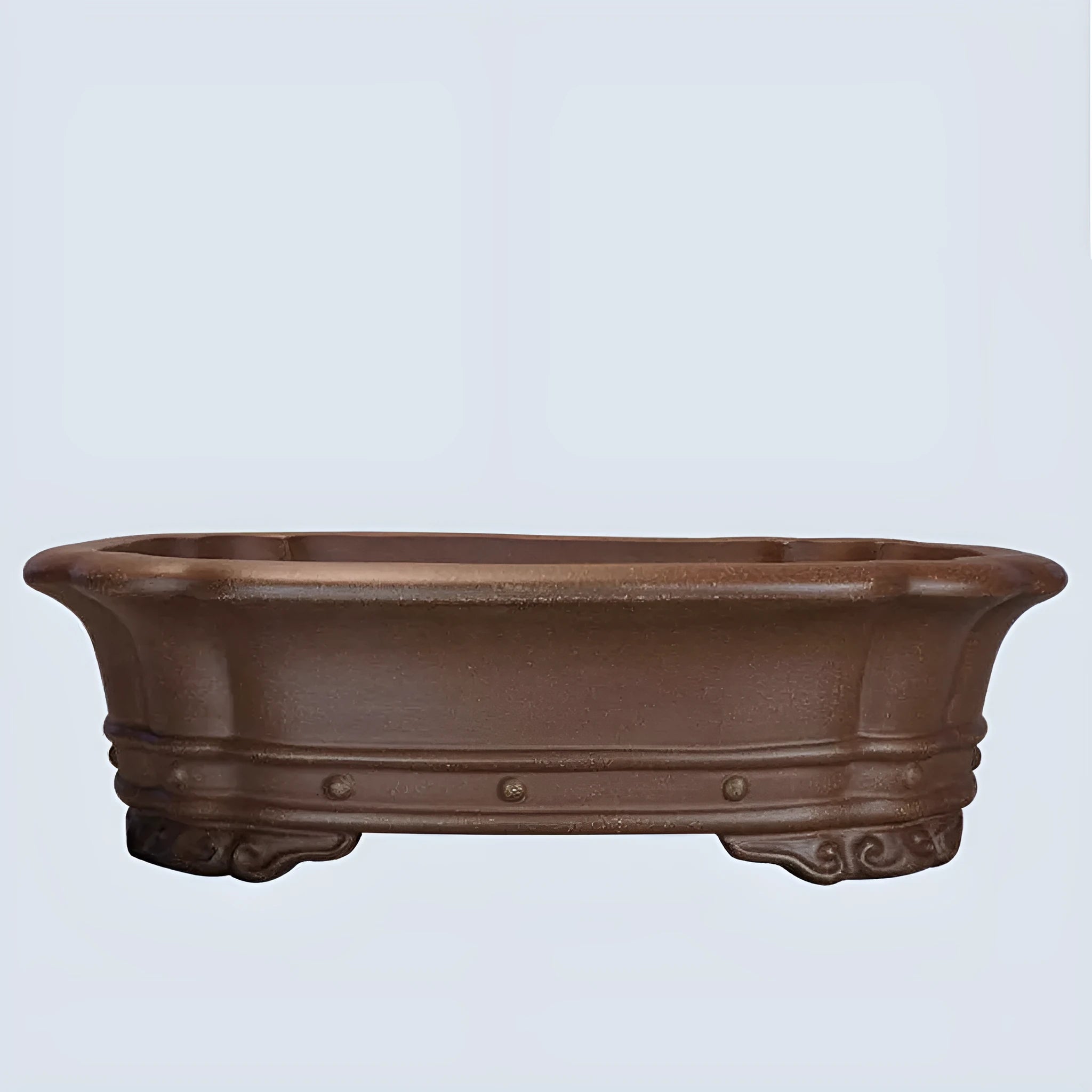 Purple sand handmade rectangular antique flower pot on desktop