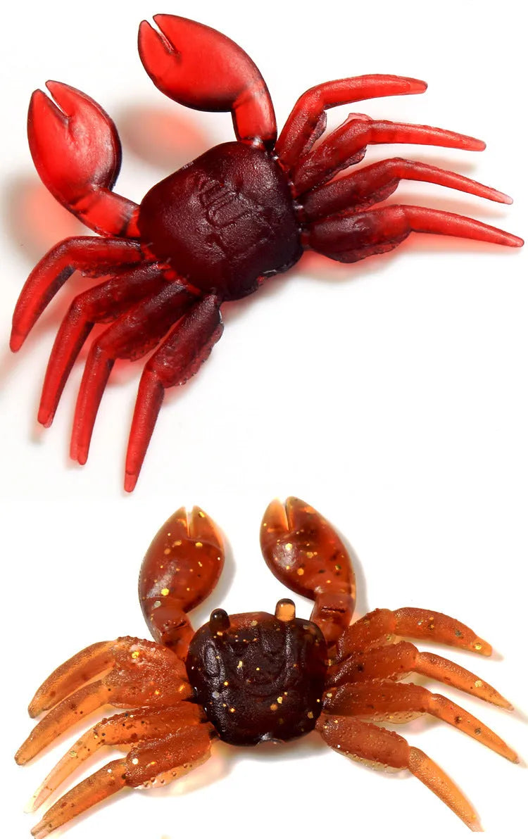 8cm PVC crab fishing lure artificial bait in red and brown colour options