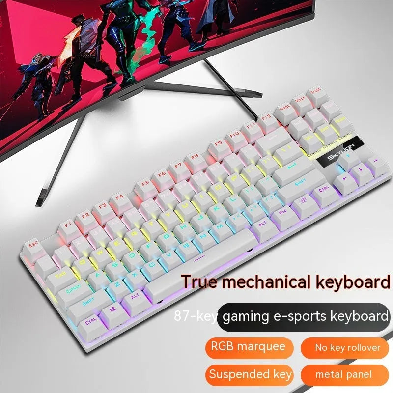 K87 mechanical keyboard with metal housing and 1.4m cable in selected colour with green or red axis switches