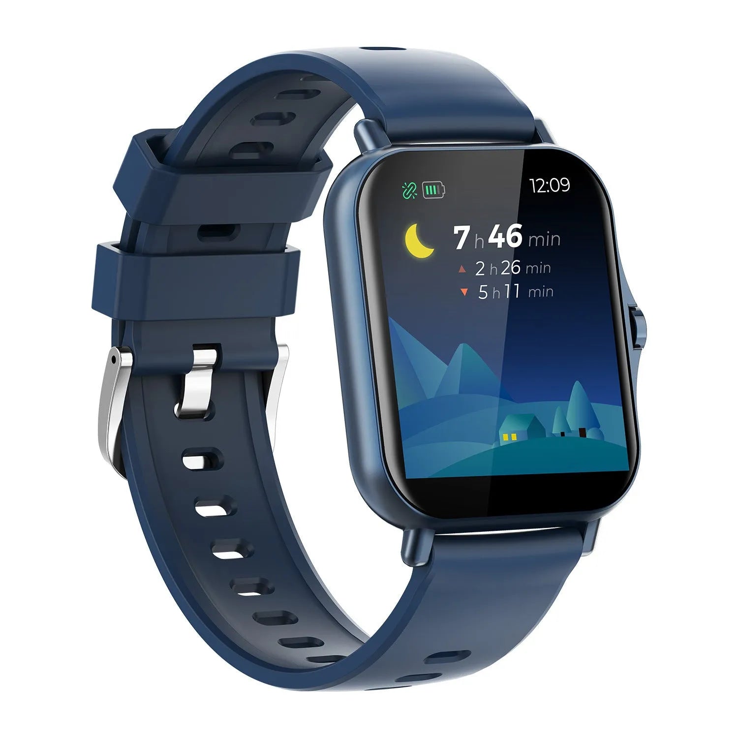 W10 Bluetooth smart watch with heart rate and blood pressure monitoring on wrist, showing 1.75-inch curved touch screen