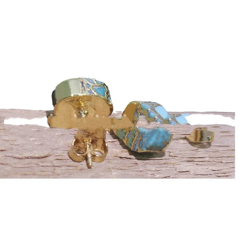 Natural stone bohemian style stud earrings with irregular handcrafted design