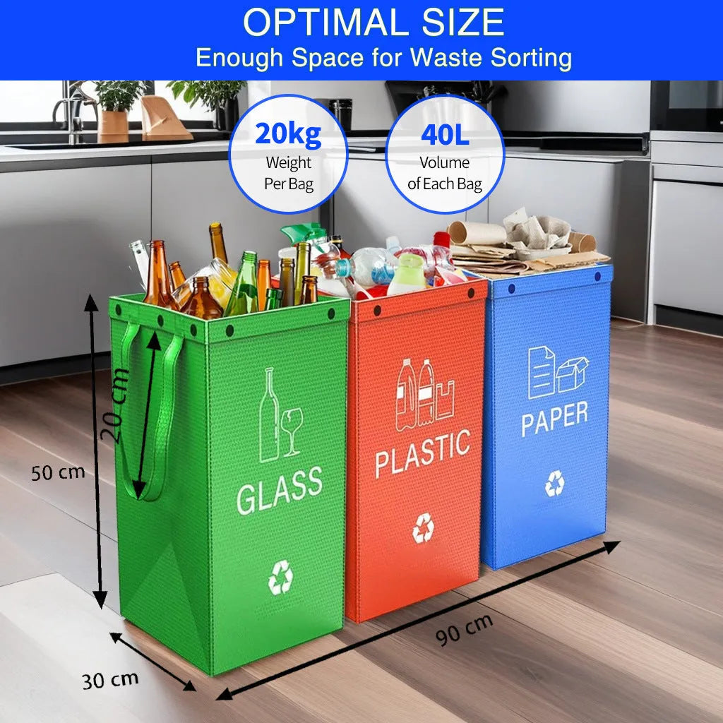 Blue reusable waterproof 40-litre PP plastic storage bag for recycling and waste sorting.