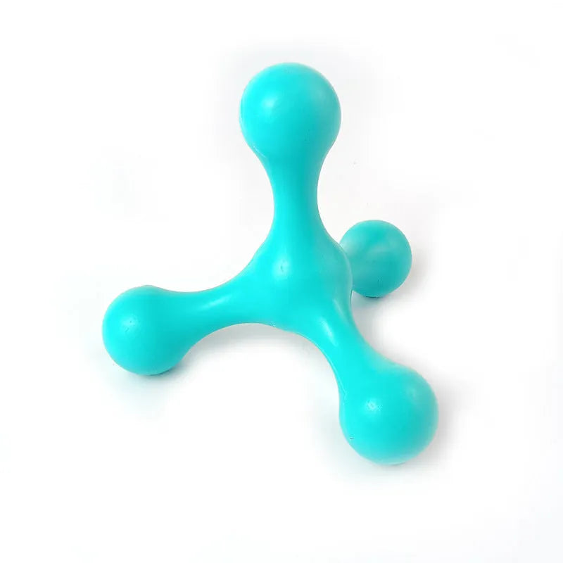 Silicone three-legged puppy chew toy in assorted colours for teething relief