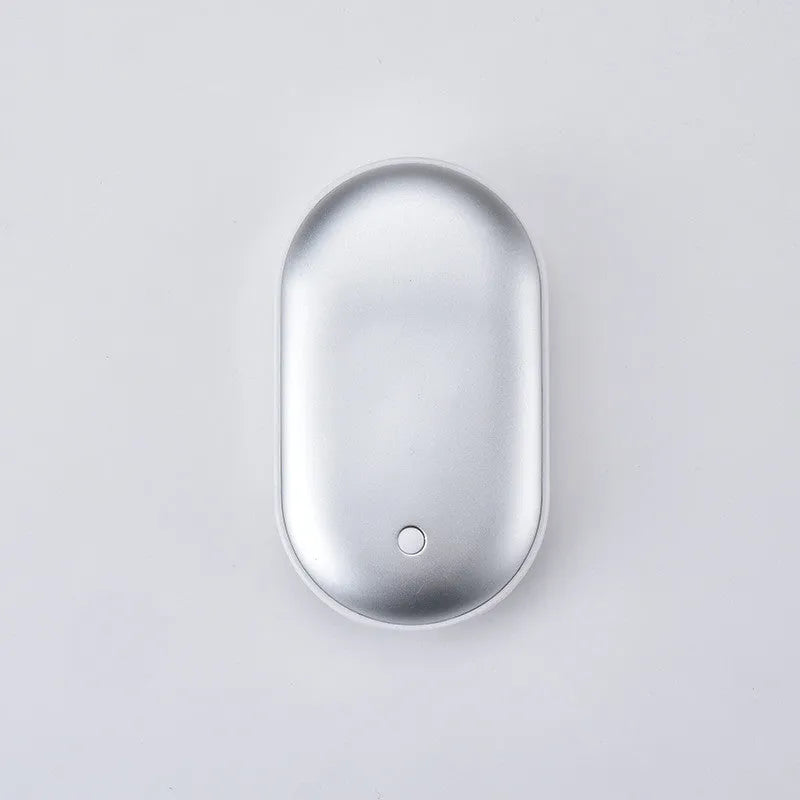 Rechargeable mini hand warmer and power bank in rose gold, local gold, or digital display colours