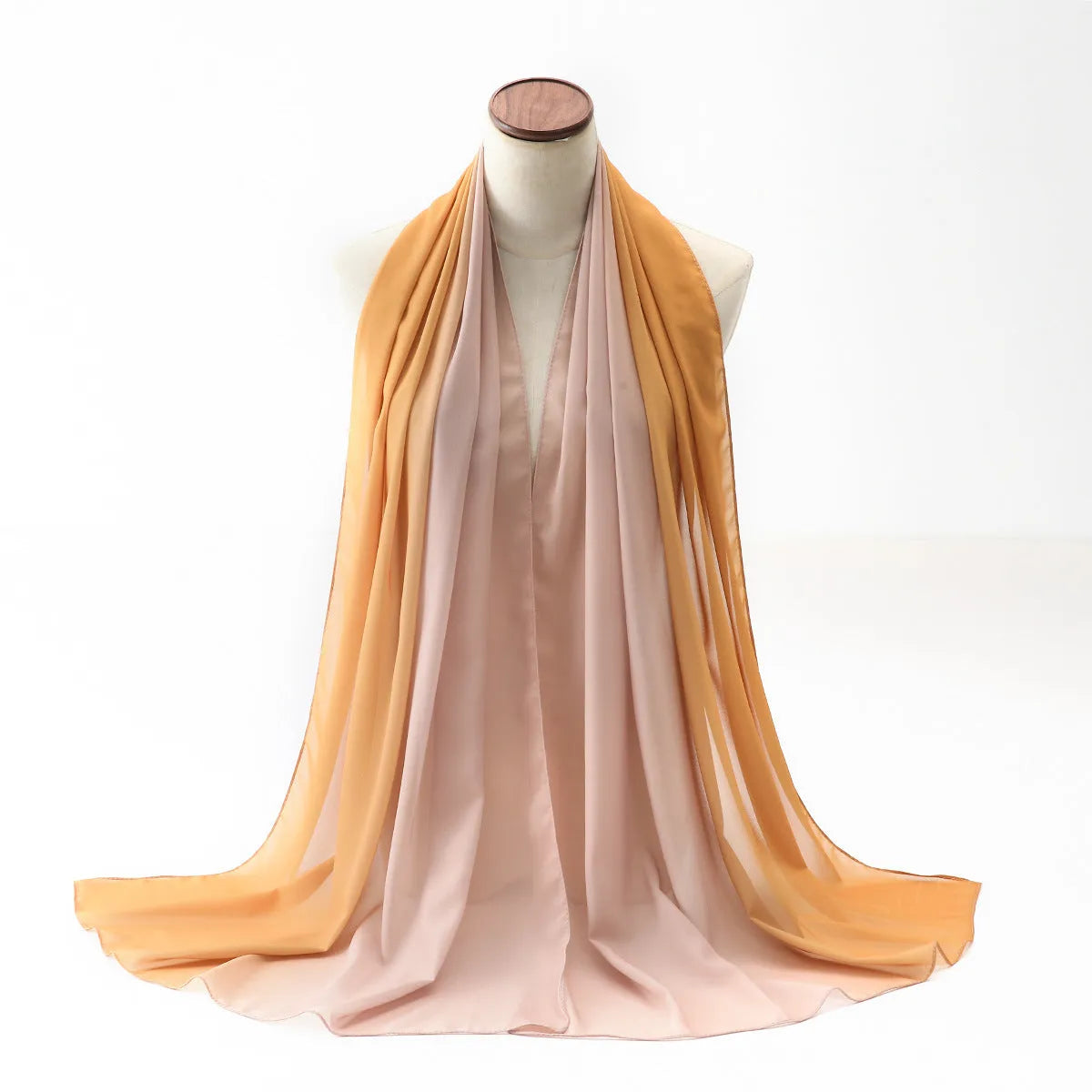 Long polyester chiffon summer scarf for women in an ethnic style, shown in one of twelve available colours.