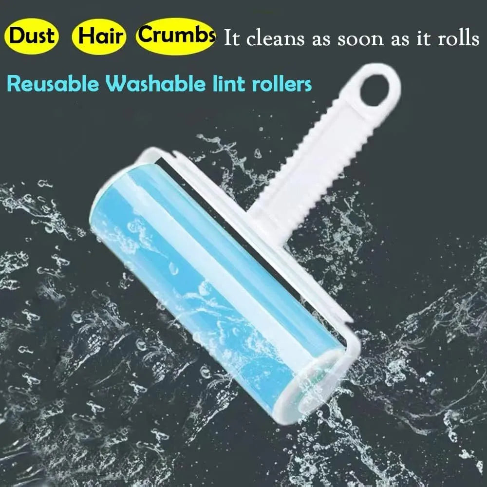 Reusable washable lint roller with cover for pet hair removal on fabrics