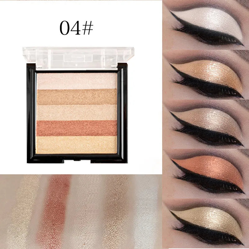 Highlighting eye shadow palette for natural three-dimensional contouring with six colour variations
