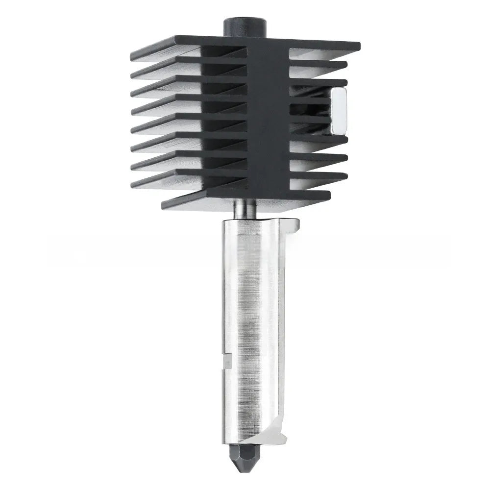 Bambu Lab A1 Mini 3D printer hardened steel nozzle hot end kit with four nozzle sizes and black silicone sleeves.