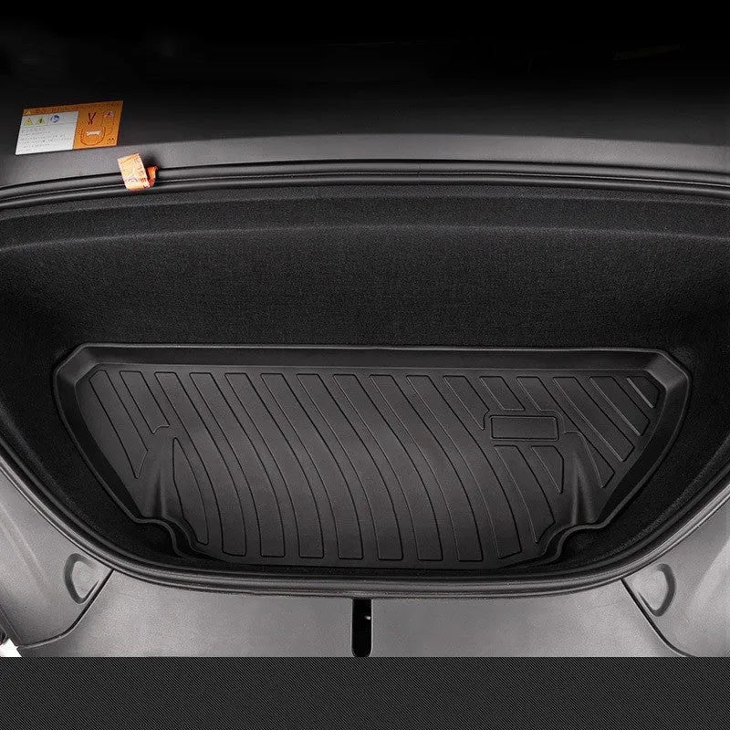 Rubber floor mat with TPE footrest for Tesla Model 3, Y, X, and S cars.