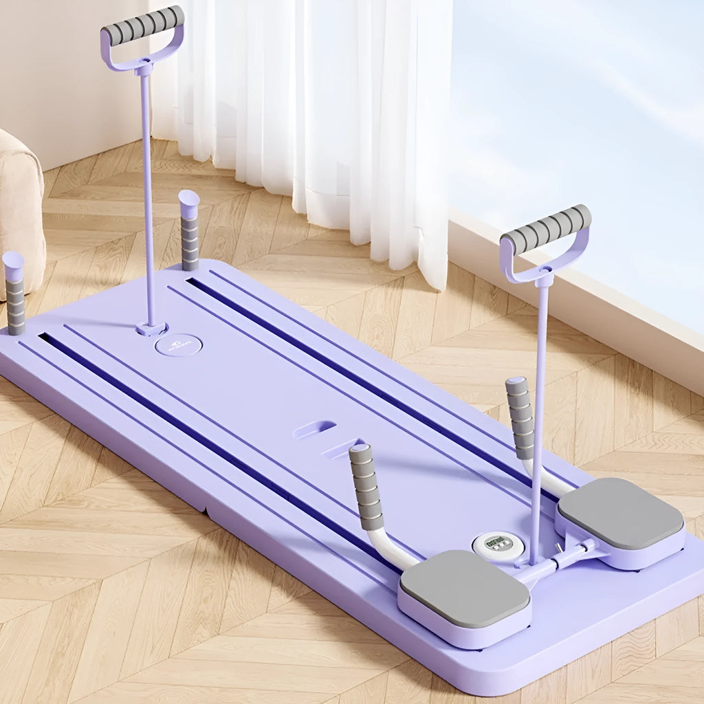 Standard purple fitness board with automatic rebound abdominal wheel for multi-exercise home training