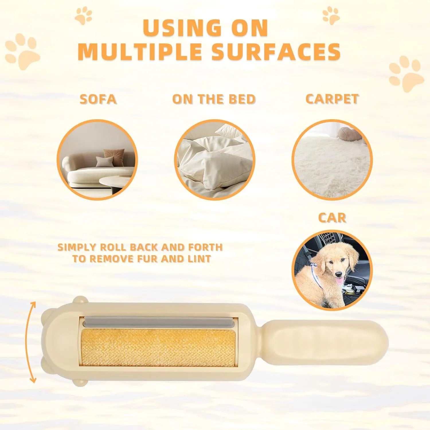 Blue reusable pet hair remover with self-cleaning base for furniture and car seats