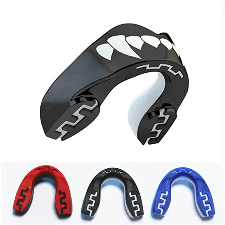Adult boxing mouthguard with printed teeth design for martial arts and combat sports protection