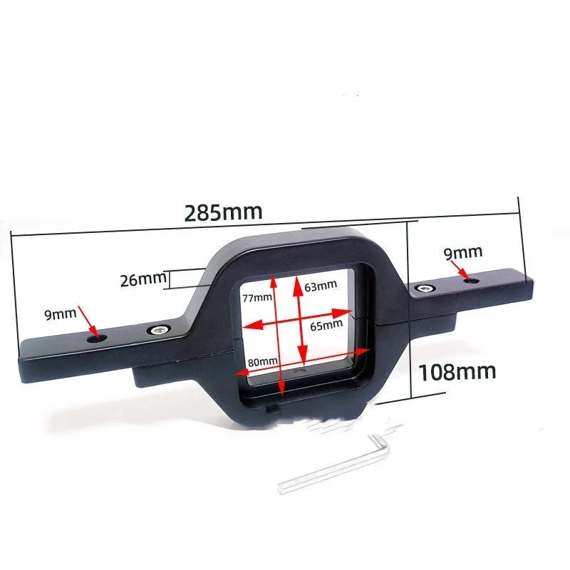 Black aluminium alloy LED reverse light mounting bracket for a Jeep Wrangler.