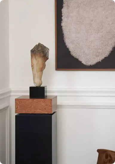 French retro abstract carved horse head desktop ornament sculpture 50 cm tall