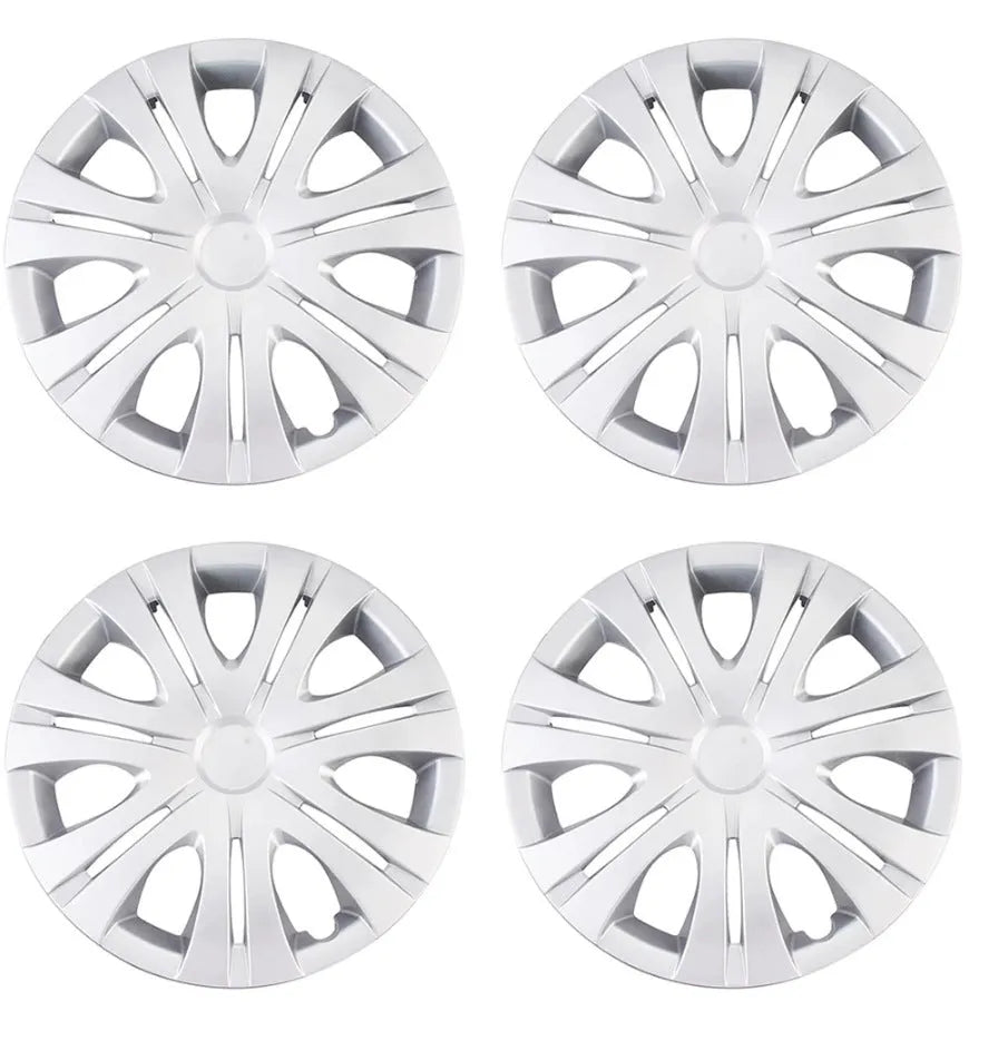 Universal monochrome car wheel hub cover in ABS plastic for 13 to 16-inch wheels.