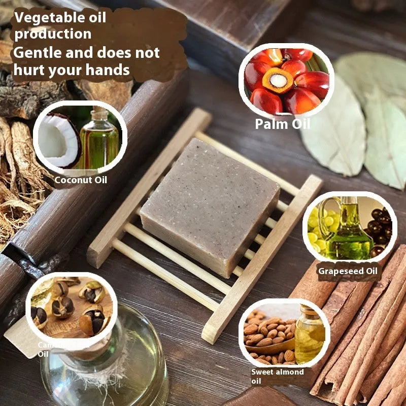 A single 72g bar of nine grass cold process shampoo soap, silicone oil-free.