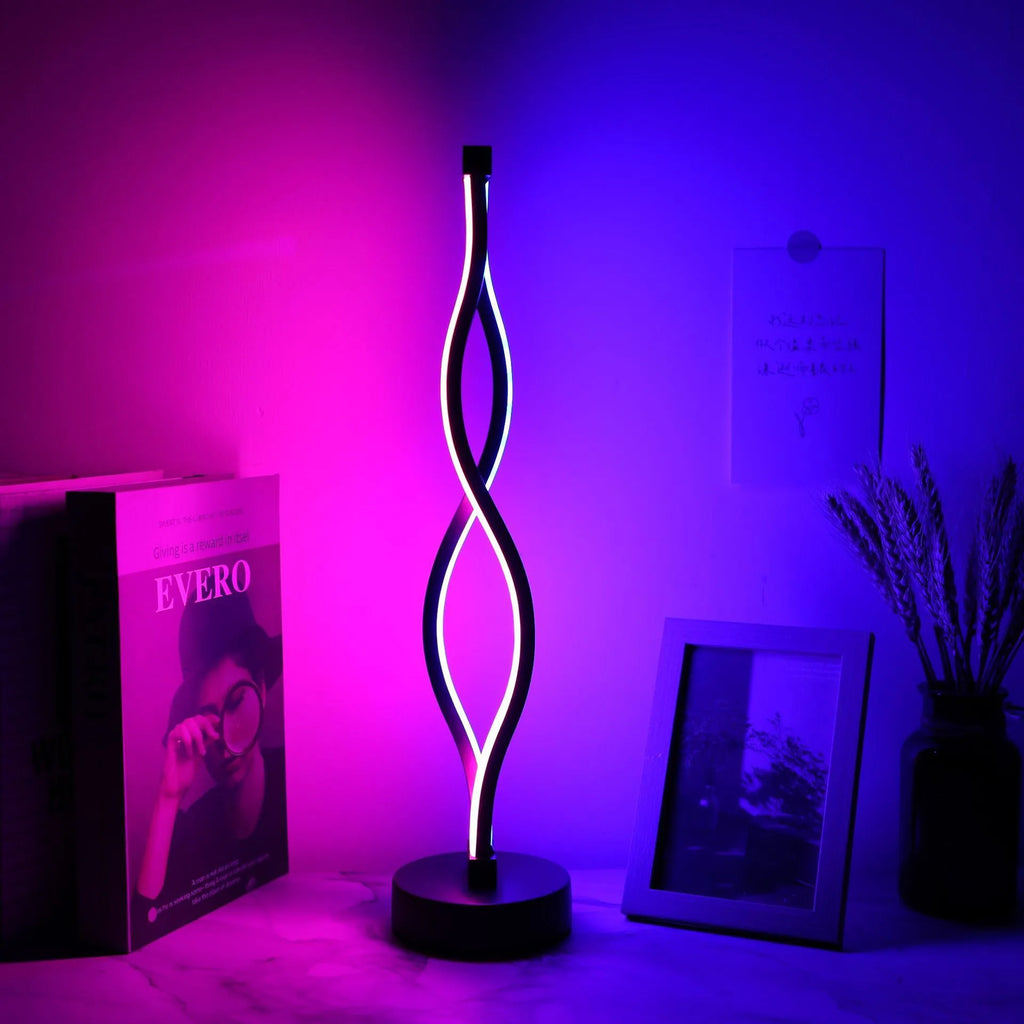 Black aluminium desk lamp with three-colour dimming button and touch controls.