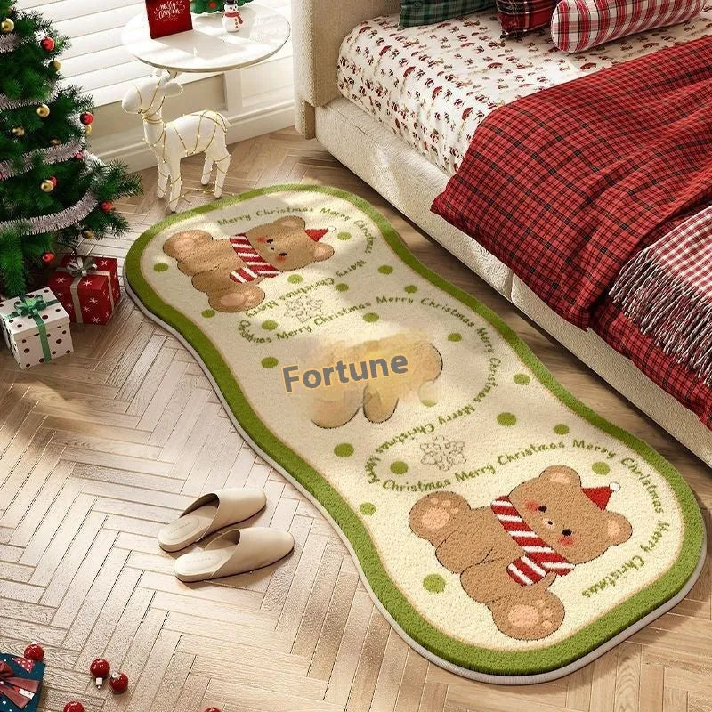 Imitation cashmere Christmas carpet decoration with festive pattern in various size options