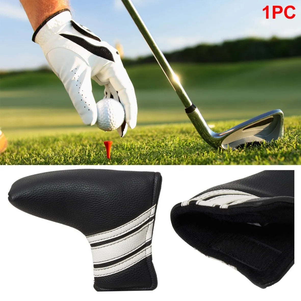 Black PU leather golf push rod sleeve cover for cart protection
