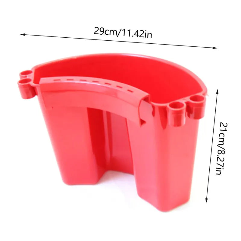 Dual-compartment car wash bucket in red with wash mitt compartments