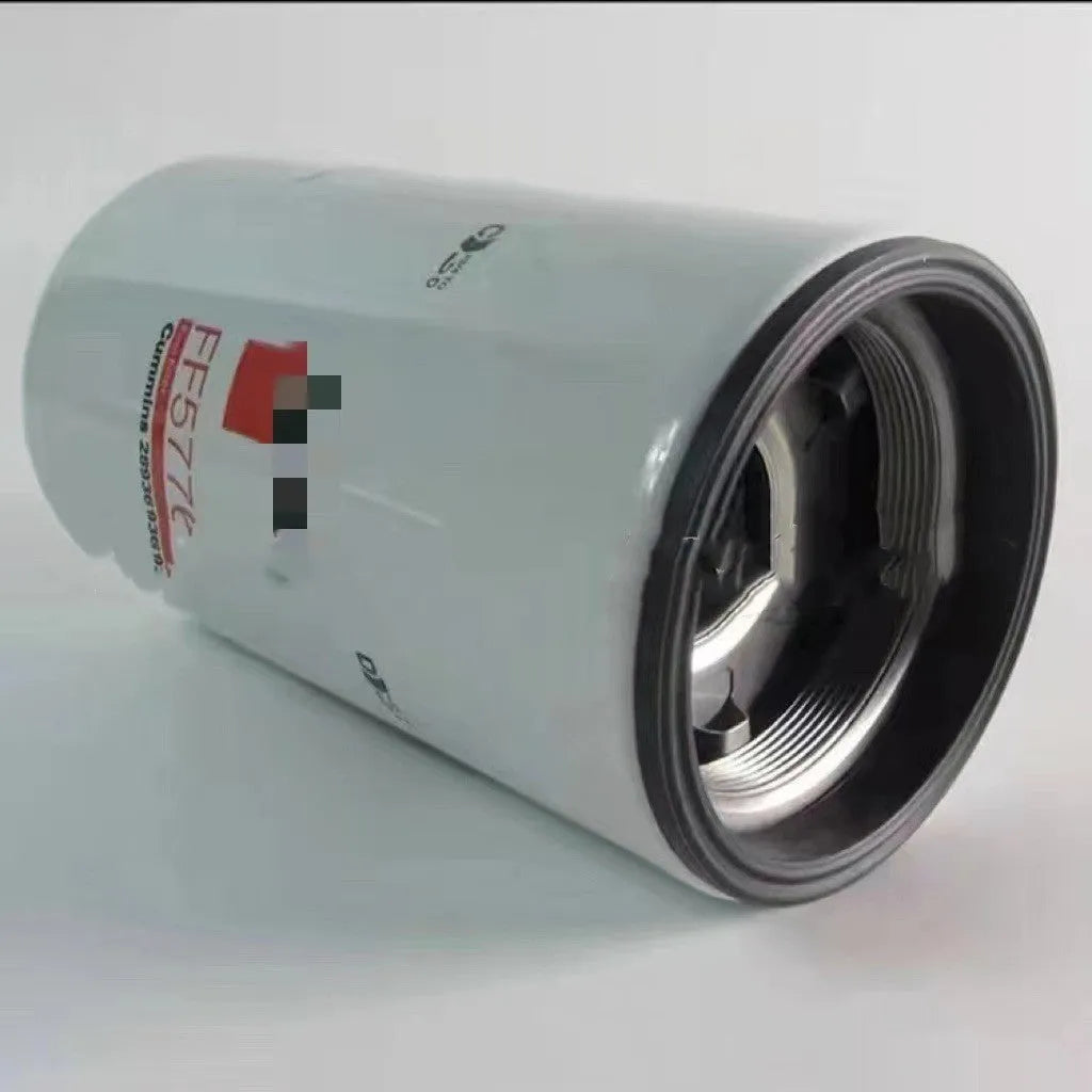 White metal diesel filter element FF5776 with 2mm inlet and outlet ports for automotive engine oil filtration