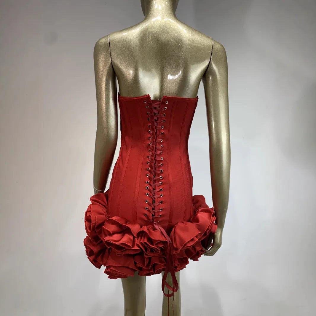Women's solid colour urban style polyester dress in red, white, or black with mid waist