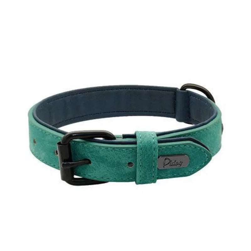 Adjustable anti-loss dog collar in five colour options with metal buckle and double-layer construction